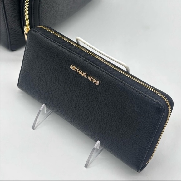 Michael Kors Medium Jaycee Backpack & Continental Wallet Wristlet Black - Picture 6 of 14